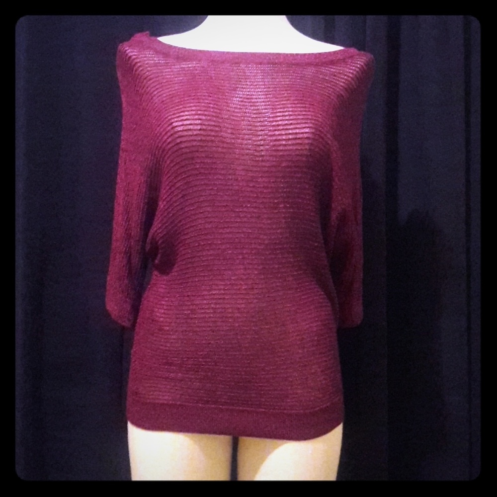 Loose knit fuschia bat wing sweater